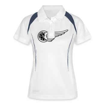 motorrad T Shirt selber gestalten - Frauen Polo atmungsaktiv - Weiß/Navy - Vorne