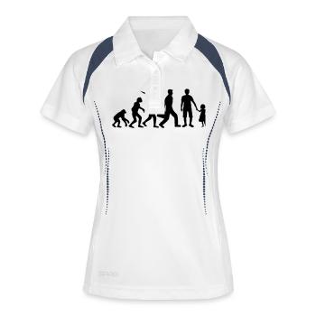 evolution papa père et fille fête des pères enfant papa - Polo respirant Femme - blanc/marine - Devant
