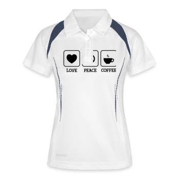 Love, Peace, Coffee - Polo respirant Femme - blanc/marine - Devant