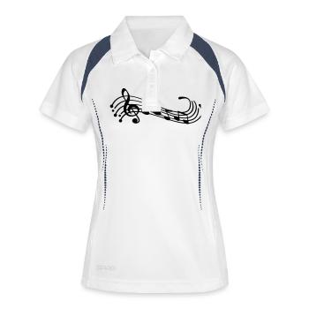 music_notes__f1 - Polo respirant Femme - blanc/marine - Devant