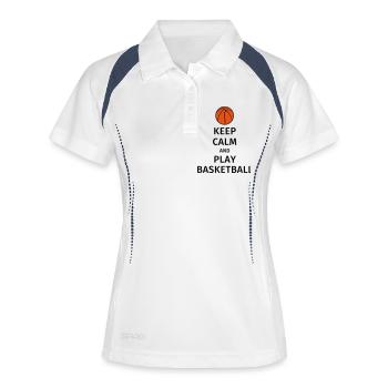 keep calm and play basketball - Frauen Polo atmungsaktiv - Weiß/Navy - Vorne