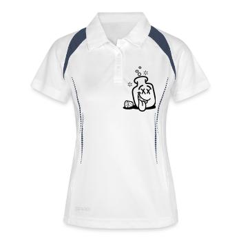 Bouteille Drunk - Polo respirant Femme - blanc/marine - Devant