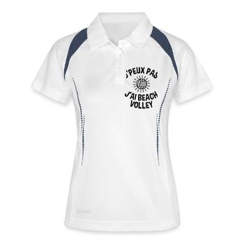 J'PEUX PAS, J'AI BEACH VOLLEY ! - Polo respirant Femme - blanc/marine - Devant