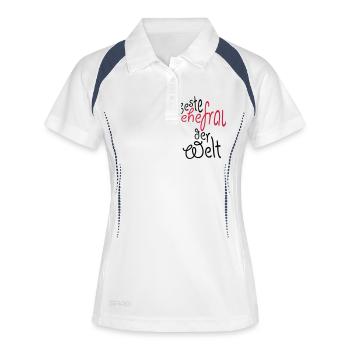 Geschenk für die beste Ehefrau der Welt - Frauen Polo atmungsaktiv - Weiß/Navy - Vorne
