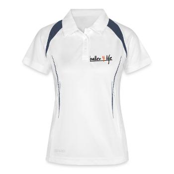 Basketball Baller 4 Life - Frauen Polo atmungsaktiv - Weiß/Navy - Vorne