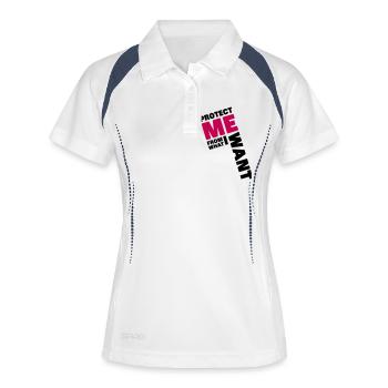 Protect Me From What I Want - Frauen Polo atmungsaktiv - Weiß/Navy - Vorne