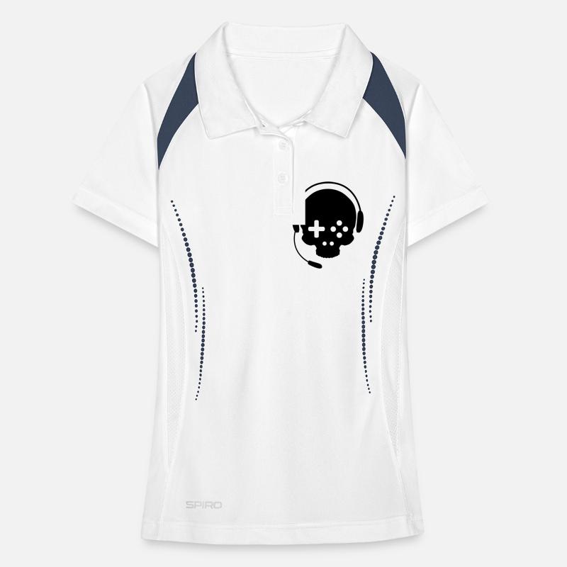 Game Controller Skull with Headset Women's Polo breathable