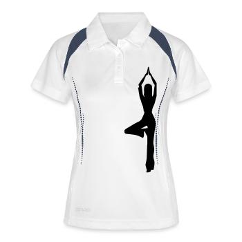 yoga - Polo respirant Femme - blanc/marine - Devant