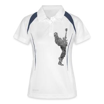 rocker fingerabdruck - rock musik - festival -band - Frauen Polo atmungsaktiv - Weiß/Navy - Vorne