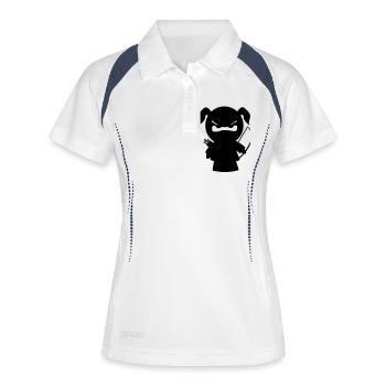 grimmiges Ninjamädel mit Pfeil und Bogen - Frauen Polo atmungsaktiv - Weiß/Navy - Vorne