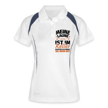 Meine Laune ist im Keller - Frauen Polo atmungsaktiv - Weiß/Navy - Vorne