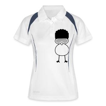 Funky Chick - Frauen Polo atmungsaktiv - Weiß/Navy - Vorne