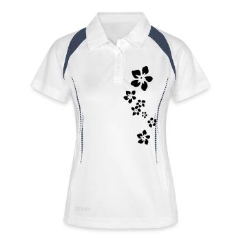 blumen - Frauen Polo atmungsaktiv - Weiß/Navy - Vorne
