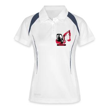 baggerfahrer_122013_a_2c - Frauen Polo atmungsaktiv - Weiß/Navy - Vorne