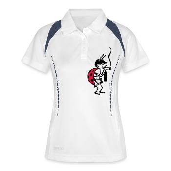 Kiffer-Käfer / pothead ladybug (2c) - Frauen Polo atmungsaktiv - Weiß/Navy - Vorne