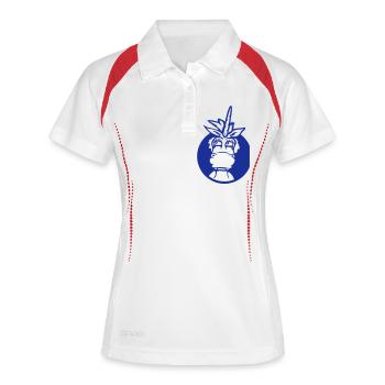 Einhorn Albern Witzig Lustig Komisch Loch Cartoon - Frauen Polo atmungsaktiv - Weiß/Navy - Vorne