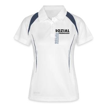 Travailleur social - V2 - Polo respirant Femme - blanc/marine - Devant