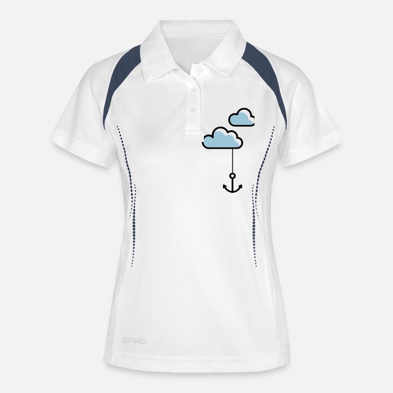 Anker mit Wolke - Frauen Polo atmungsaktiv - Weiß/Navy