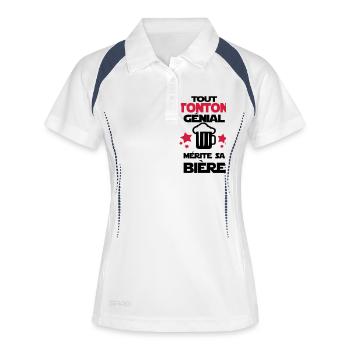 tout tonton génial - Polo respirant Femme - blanc/marine - Devant