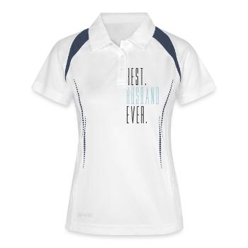 best husband ever ehemann husband text junggeselle - Frauen Polo atmungsaktiv - Weiß/Navy - Vorne