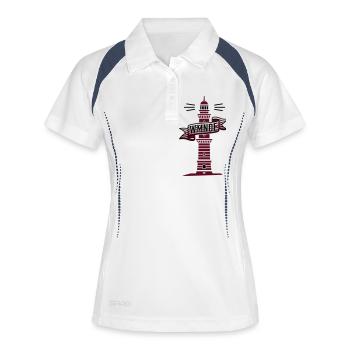 WMNDE Leuchtturm Banderole C2 - Frauen Polo atmungsaktiv - Weiß/Navy - Vorne
