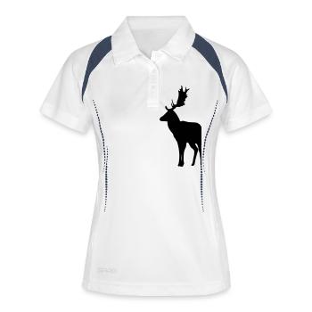 Hirsch - Frauen Polo atmungsaktiv - Weiß/Navy - Vorne