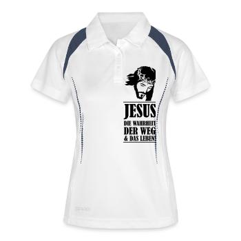 jesus die wahrheit - Frauen Polo atmungsaktiv - Weiß/Navy - Vorne
