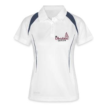 christmas_queen_f2 - Frauen Polo atmungsaktiv - Weiß/Navy - Vorne