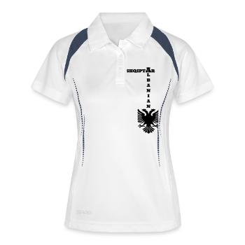 shqiptar_albanian_v2_b - Frauen Polo atmungsaktiv - Weiß/Navy - Vorne
