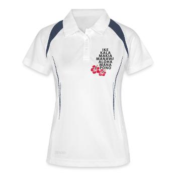 Fleurs Les principes Huna 7 / Hibiscus - Polo respirant Femme - blanc/marine - Devant