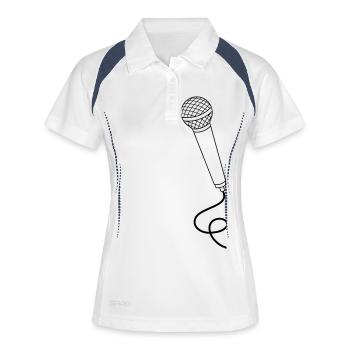 mikrofon - Frauen Polo atmungsaktiv - Weiß/Navy - Vorne