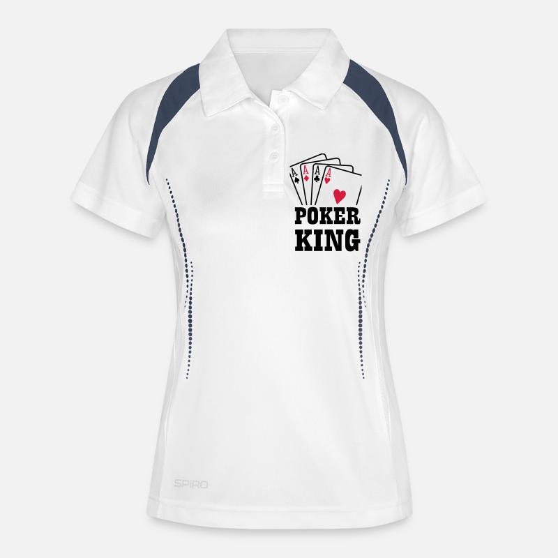 Poker king - Polo respirant Femme - blanc/marine
