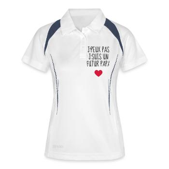 Papa / Fête des pères / Pere / Famille / humour - Polo respirant Femme - blanc/marine - Devant