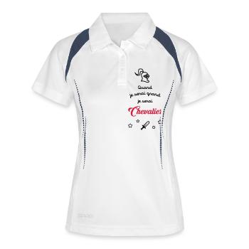 Pirat / Ritter / Baby / Junge - Frauen Polo atmungsaktiv - Weiß/Navy - Vorne