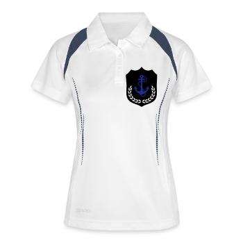 anker_wappen_2 - Frauen Polo atmungsaktiv - Weiß/Navy - Vorne
