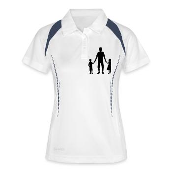 Papa 2 enfants famille - Polo respirant Femme - blanc/marine - Devant