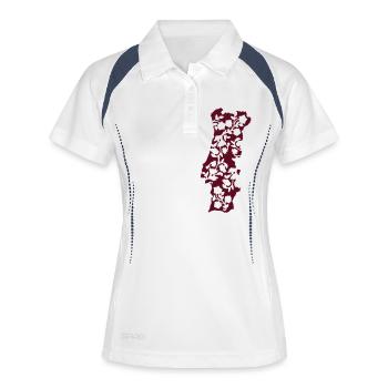 Portugal - Frauen Polo atmungsaktiv - Weiß/Navy - Vorne