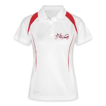 Fahrradanhänger - Frauen Polo atmungsaktiv - Weiß/Navy - Vorne
