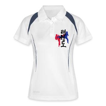 Taekwondo icône - Polo respirant Femme - blanc/marine - Devant