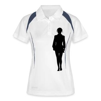 Frau Körper Silhouette Vektor-Design - Frauen Polo atmungsaktiv - Weiß/Navy - Vorne