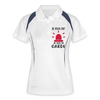 JE SUIS DE GARDE - Polo respirant Femme - blanc/marine - Devant