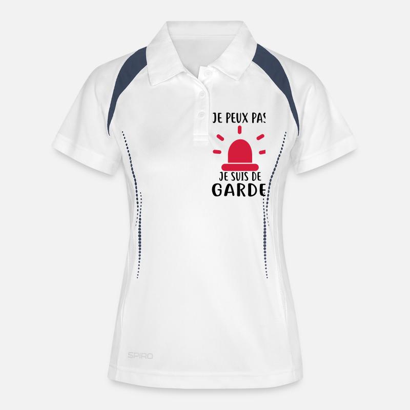JE SUIS DE GARDE - Polo respirant Femme - blanc/marine