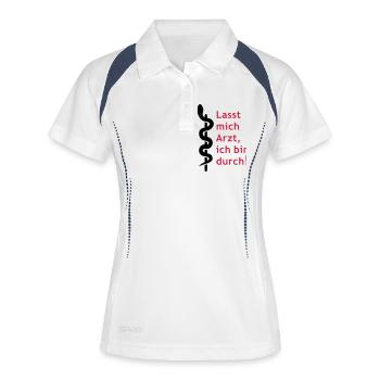 Permettez-moi docteur, je suis à travers! - Polo respirant Femme - blanc/marine - Devant