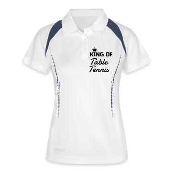 Table Tennis - Ping Pong - Sport - Racket - Ball - Polo respirant Femme - blanc/marine - Devant