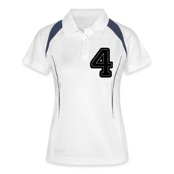 4 - Frauen Polo atmungsaktiv - Weiß/Navy - Vorne