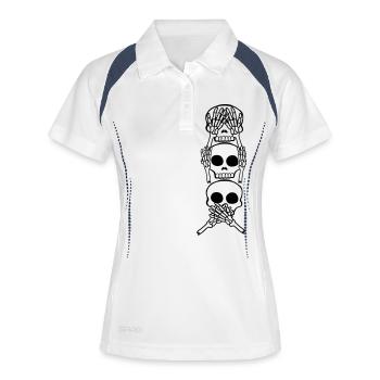 Affen Sprichwort 3 Schädel - Frauen Polo atmungsaktiv - Weiß/Navy - Vorne