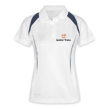 monster-trainer - Frauen Polo atmungsaktiv - Weiß/Navy - Vorne