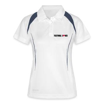 festival lover - Frauen Polo atmungsaktiv - Weiß/Navy - Vorne