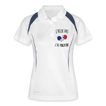 J'peux pas j'ai pingpong - Polo respirant Femme - blanc/marine - Devant