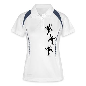 3 amis équipe équipe logo figure symbole alpiniste - Polo respirant Femme - blanc/marine - Devant